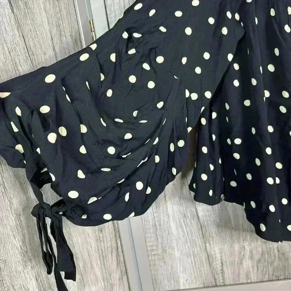 Lovers + Friends Top Sz S Off The Shoulder Polka Dot Bubble Balloon Sleeve - Picture 6 of 13